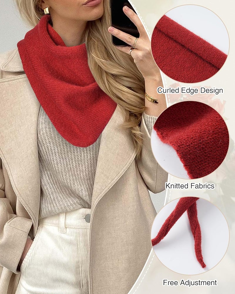 Molans Women Winter Knit Neck Scarf - Warm Crochet Triangle Scarf for Women Girls - Image 5